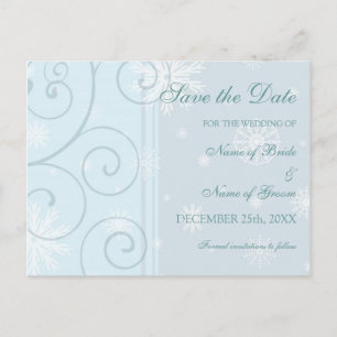 Tarjeta Postal de Ahorro de Boda de Invierno Azul 