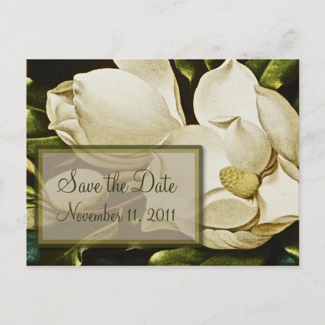 Tarjeta Postal de Ahorro de Boda de Magnolias (Anverso)