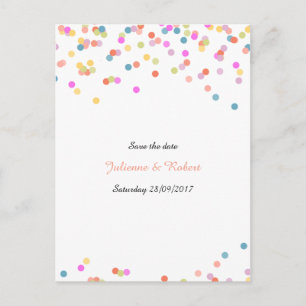 Tarjeta Postal de Ahorro de Fecha con Confeti Colo