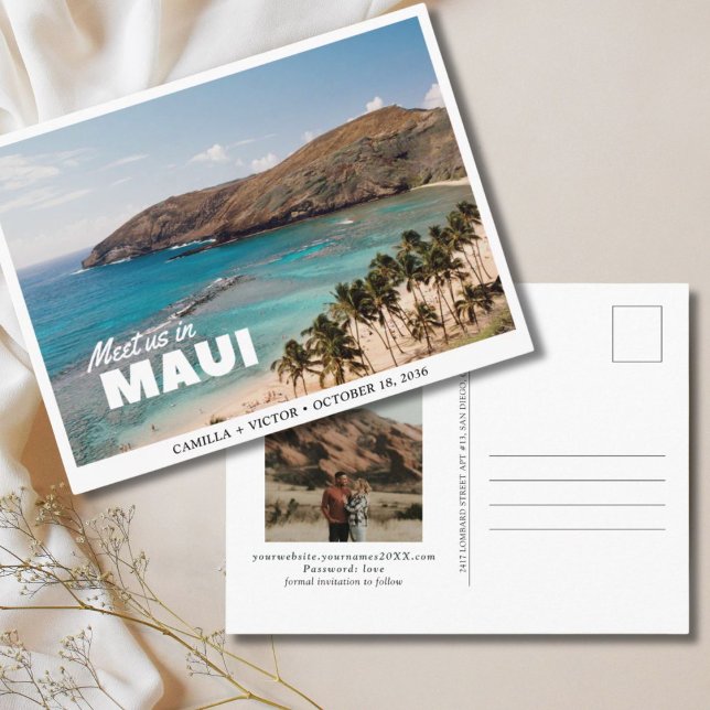 Tarjeta postal de ahorro de fecha de boda en Maui (Maui Wedding Beach Save the Date Postcard
)