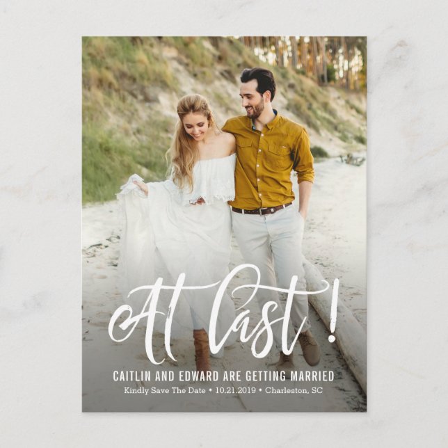 Tarjeta Postal de Ahorro de Fecha de Boda por Fin  (Anverso)