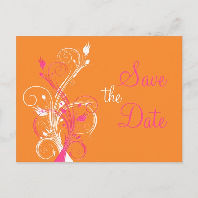 Tarjeta postal de ahorro de fecha floral naranja r (Anverso)