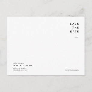 Tarjeta postal de ahorro de fecha minimalista blan