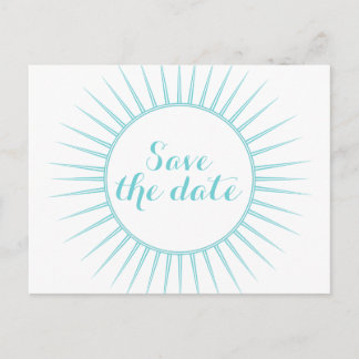 Tarjeta postal de ahorro de fecha retro teal