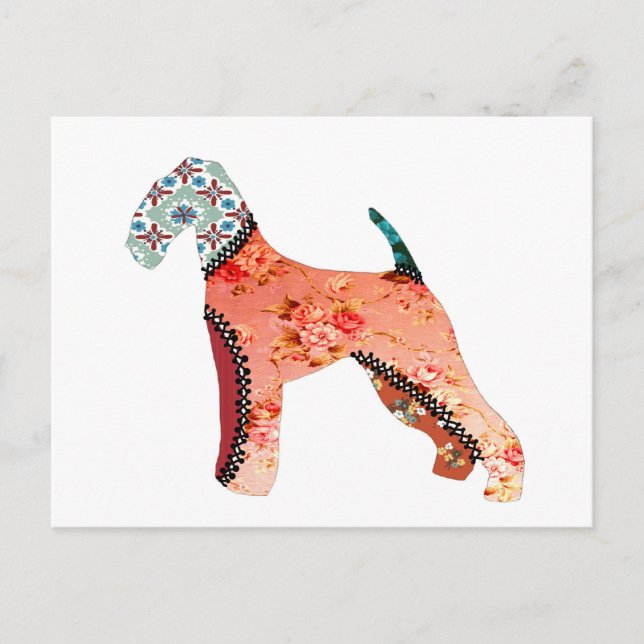 Tarjeta postal de Airedale Terrier Patchwork Masco (Anverso)