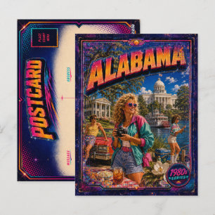 Tarjeta postal de Alabama de los 80 retro