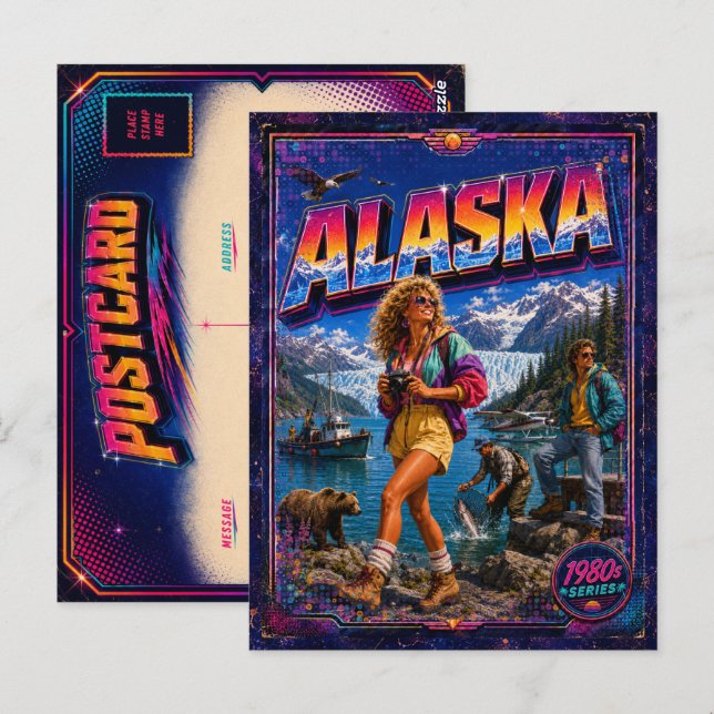Tarjeta postal de Alaska de los 80 retro (Anverso / Reverso)