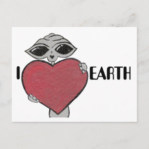 Tarjeta postal de Alien I Heart Love Earth