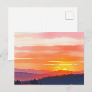 Tarjeta postal de amanecer y atardecer dorado