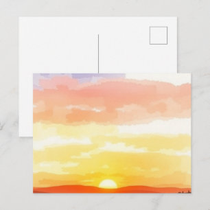 Tarjeta postal de amanecer y atardecer dorado
