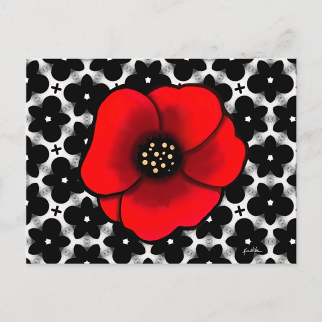 Tarjeta postal de amapola de jardín gótico (Anverso)