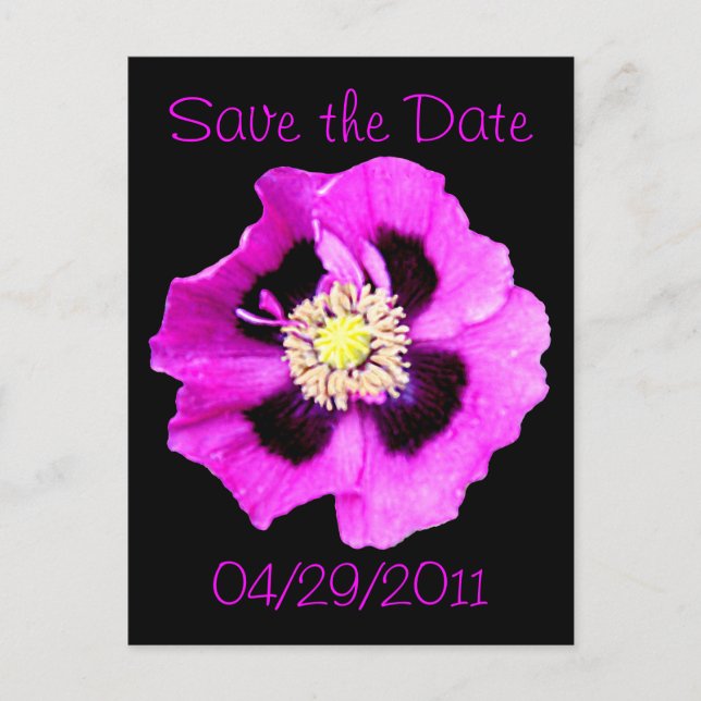 Tarjeta postal de amapola oriental 'Save the Date' (Anverso)