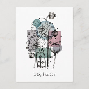 Tarjeta postal de amapolas garabateadas en tinta y