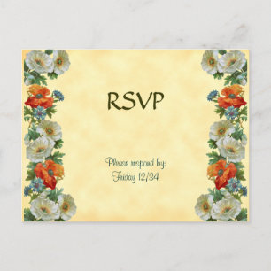 Tarjeta postal de amapolas y acenorias de RSVP per