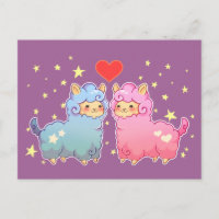 Tarjeta postal de amigos de Kawaii Alpaca
