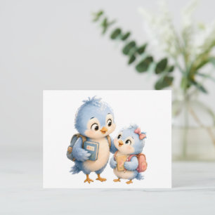 Tarjeta postal de amistad de la familia del pájaro