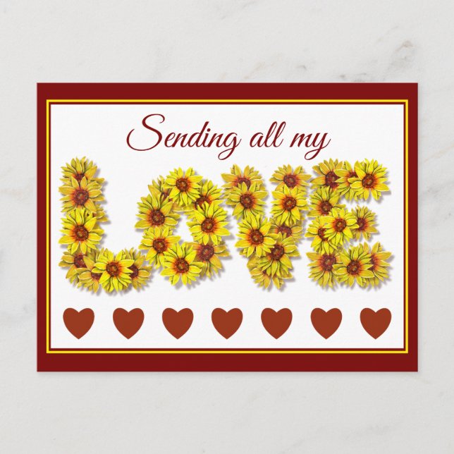 Tarjeta postal de amor de girasol (Anverso)