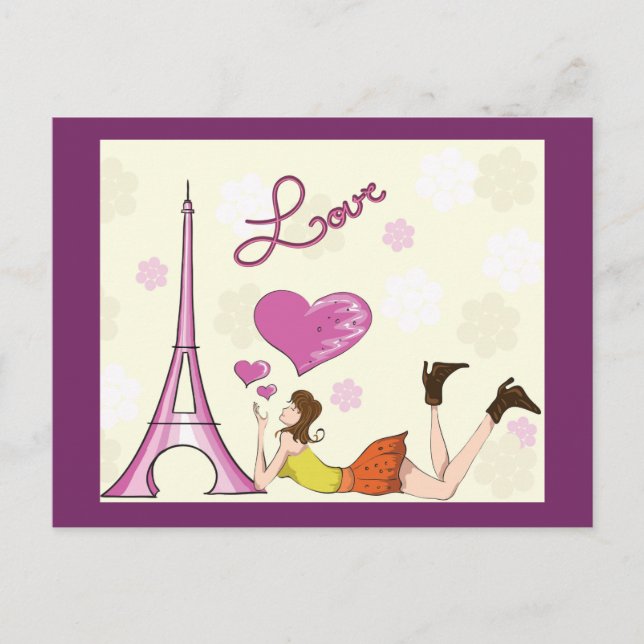 TARJETA POSTAL DE AMOR DE LA TORRE EIFFEL (Anverso)