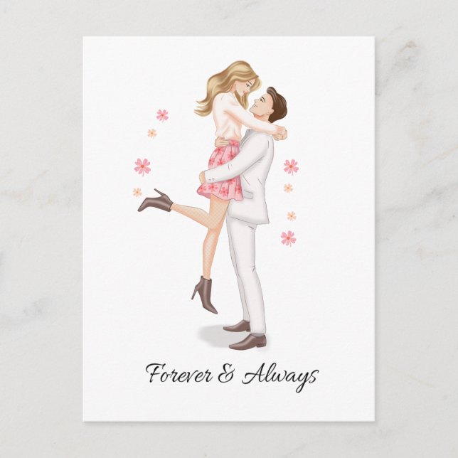 Tarjeta postal de amor de pareja romántica dulce (Anverso)