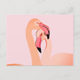Tarjeta postal de amor para flamencos rosados
