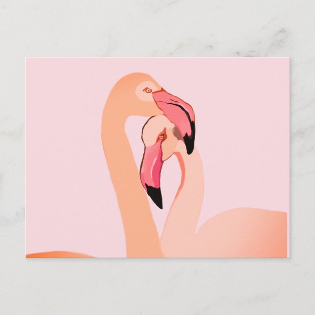 Tarjeta postal de amor para flamencos rosados (Anverso)