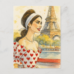 Tarjeta Postal de Amor Romántico París Hombre Muje
