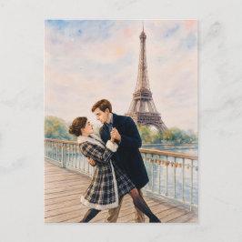 Tarjeta Postal de Amor Romántico París Hombre Muje
