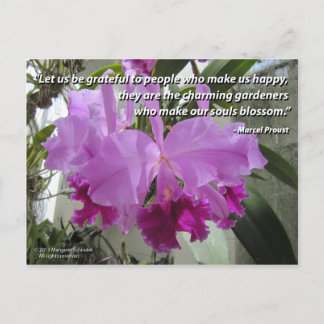 Tarjeta postal de amor y amistad para la orquídea