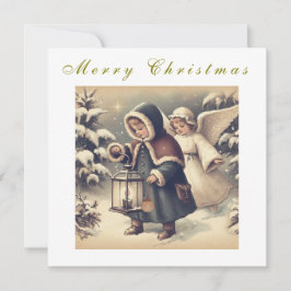 Tarjeta postal de ángeles de Navidad hermosa fiest