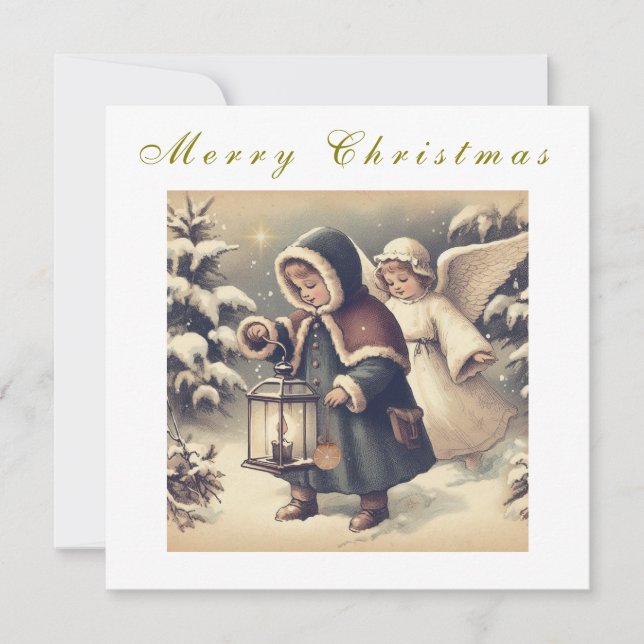 Tarjeta postal de ángeles de Navidad hermosa fiest (Anverso)