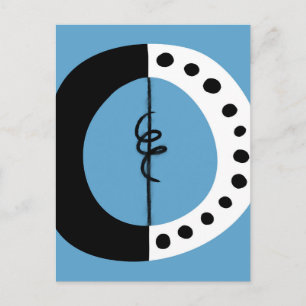 Tarjeta postal de anillo grueso negro, blanco y az