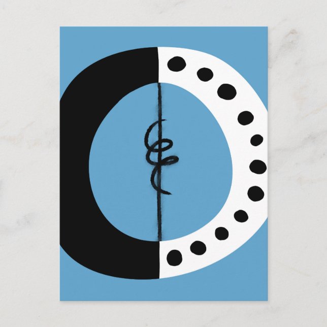 Tarjeta postal de anillo grueso negro, blanco y az (Anverso)