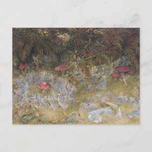 Tarjeta postal de anillos de hadas y hongos antigu