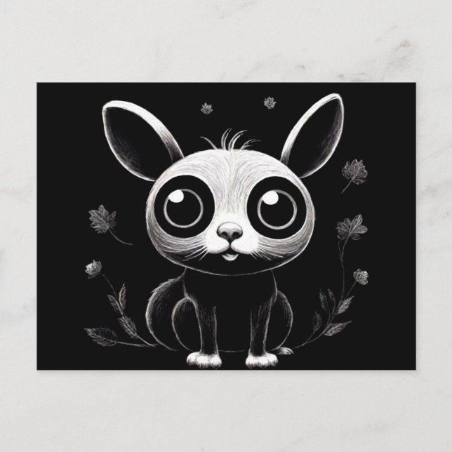 Tarjeta postal de animal de dibujos animados con e (Anverso)