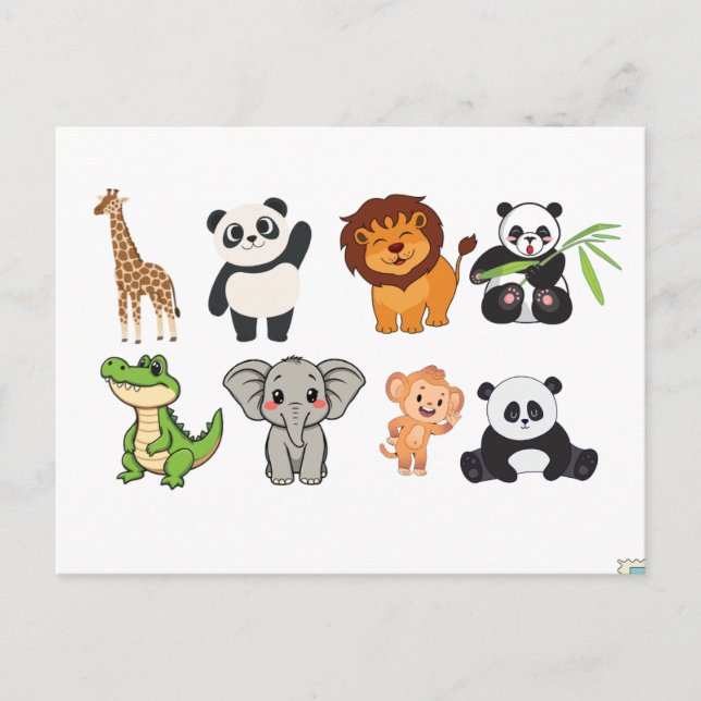 TARJETA POSTAL DE ANIMALES DIVERTIDOS (Anverso)