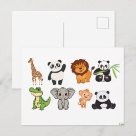 TARJETA POSTAL DE ANIMALES DIVERTIDOS