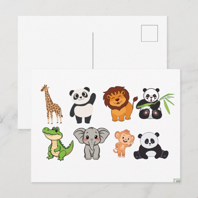 TARJETA POSTAL DE ANIMALES DIVERTIDOS (Anverso / Reverso)