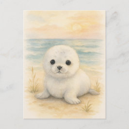 Tarjeta postal de animales salvajes bebé foca jove