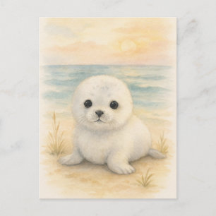 Tarjeta postal de animales salvajes bebé foca jove