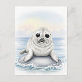 Tarjeta postal de animales salvajes bebé foca jove