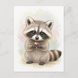 Tarjeta postal de animales salvajes bebé mapache j