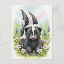 Tarjeta postal de animales salvajes bebé zorrillo 