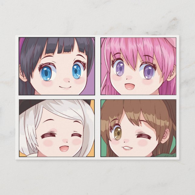 Tarjeta postal de anime lindo (Anverso)