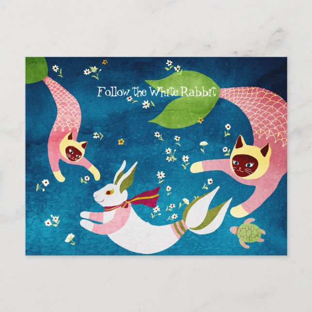 Tarjeta postal de año nuevo para gatos de conejo d (Anverso)