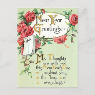 Tarjeta postal de Año Nuevo Vintage