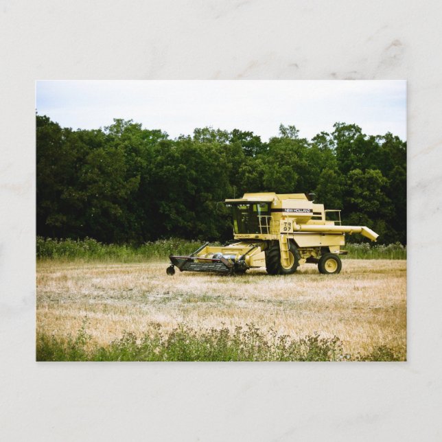Tarjeta postal de antigua cosechadora 01 (Anverso)