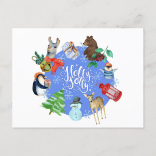 Tarjeta postal de anuncio alegre y festivo