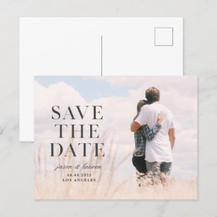 Tarjeta postal de anuncio con letra serif estampad