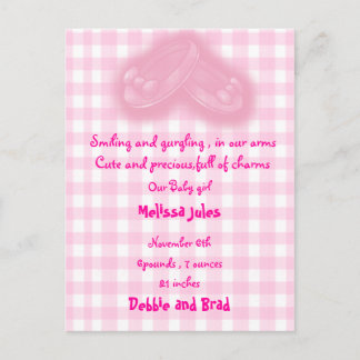 tarjeta postal de anuncio de bebé