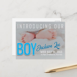 Tarjeta postal de anuncio de bebé NIÑO
